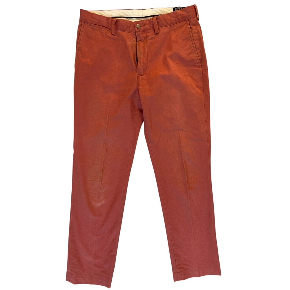 Polo Ralph Lauren Classic Fit Pants 34x32 Coral Red Flawed Stretch Cotton Preppy